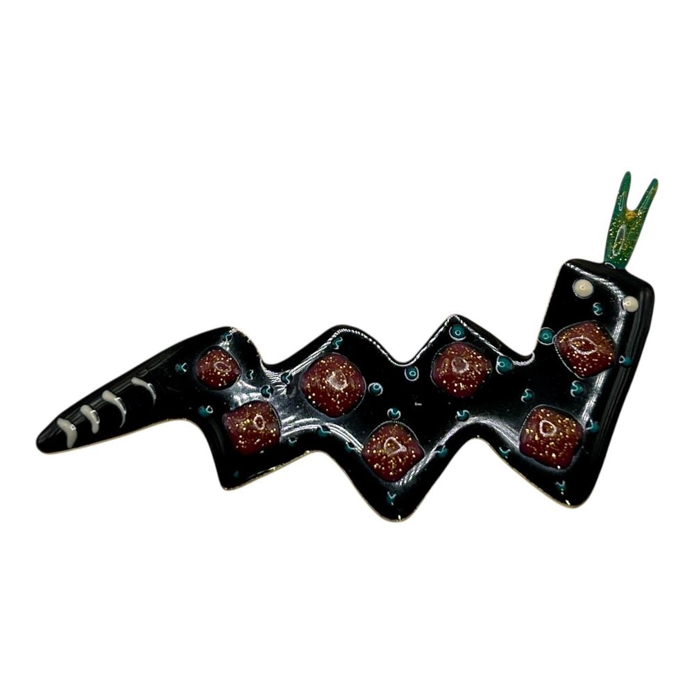 Rare Moulin Rouge SNAKE BROOCH Pin Geometric Serpent Enamel Costume Jewelry